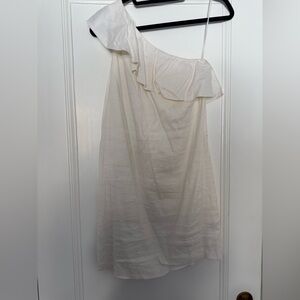 Theory Cream One-Shoulder Dress
